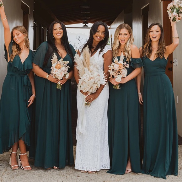 Show Me Your MuMu Dresses & Skirts - Show Me Your Mumu Jenn Maxi Dress Emerald Chiffon